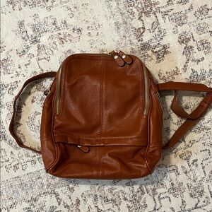 Classic Brown Faux Leather Backpack